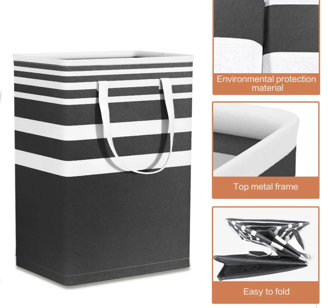 Collapsible Large Capacity Laundry Basket with Steel Handle Foldable Storage Solution for Home