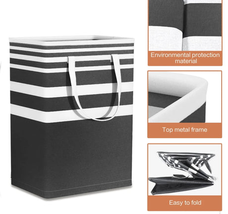 Collapsible Large Capacity Laundry Basket with Steel Handle Foldable Storage Solution for Home