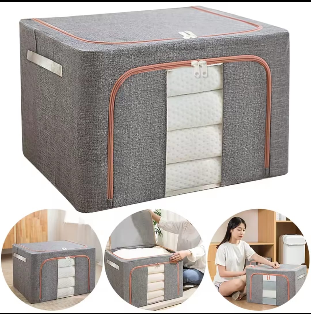 100L Zipped Storage Box Wardrobe Organizer with Transparent Window