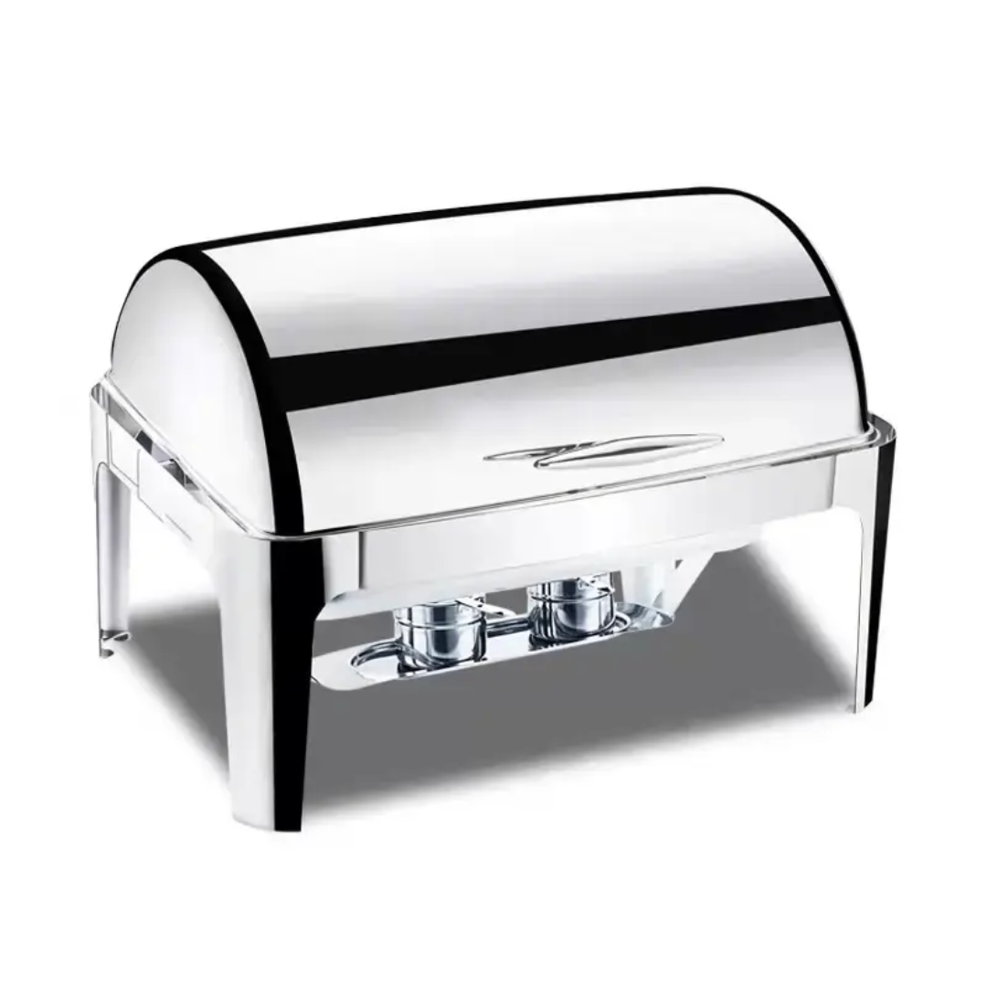 Stainless Steel Rolltop Chafing Dish with Glass Window 9L Double Pan for Buffet and Catering