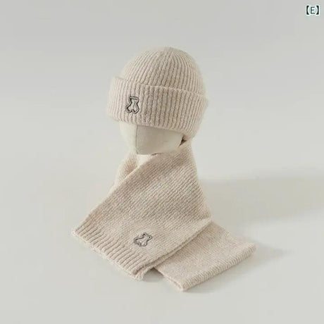 Kids Bear Beanie Hat & Scarf Set Winter set Clothing