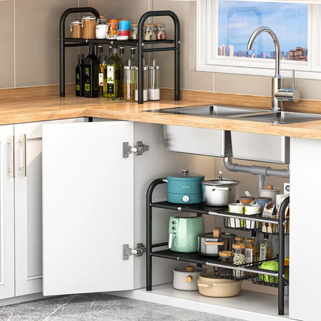 Under the Sink Adjustable 2-Tier Rack Multifunctional Kitchen, Bathroom, and Countertop Organizer.- Furaha Finds Kenya