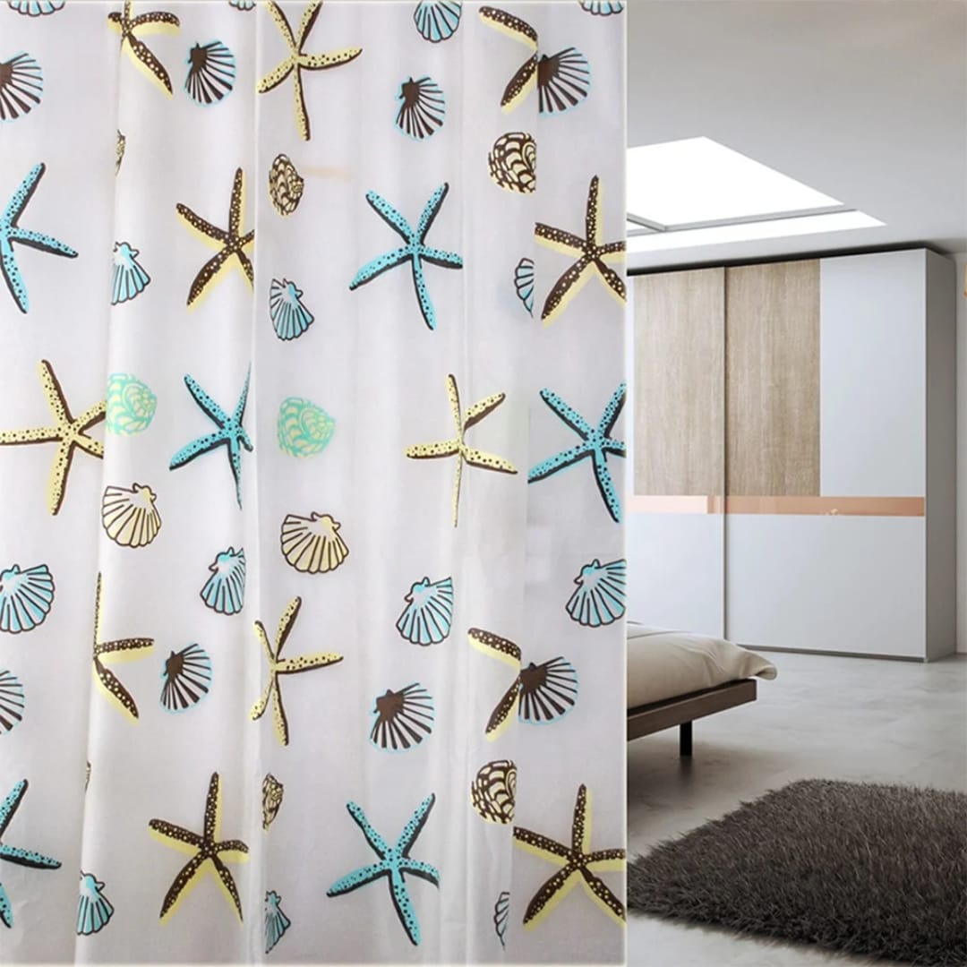 Shower Curtains with Hooks 180x200cm Waterproof PEVA Bathroom Curtain