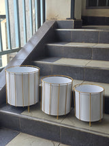 3pcs Floor Standing Flower Pot Set – Black and White