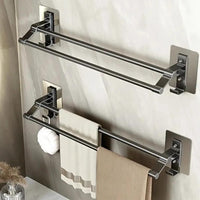 Wall-Mounted Double Towel Bar Aluminum No-Drill Bathroom Accessories Towel Racks