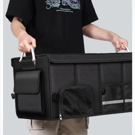 Car Trunk Foldable Storage Box Large Capacity Multi Tool & Cargo Organizer (60cm x 35cm x 30cm) Black Travel Accessories Vehicle Organizers