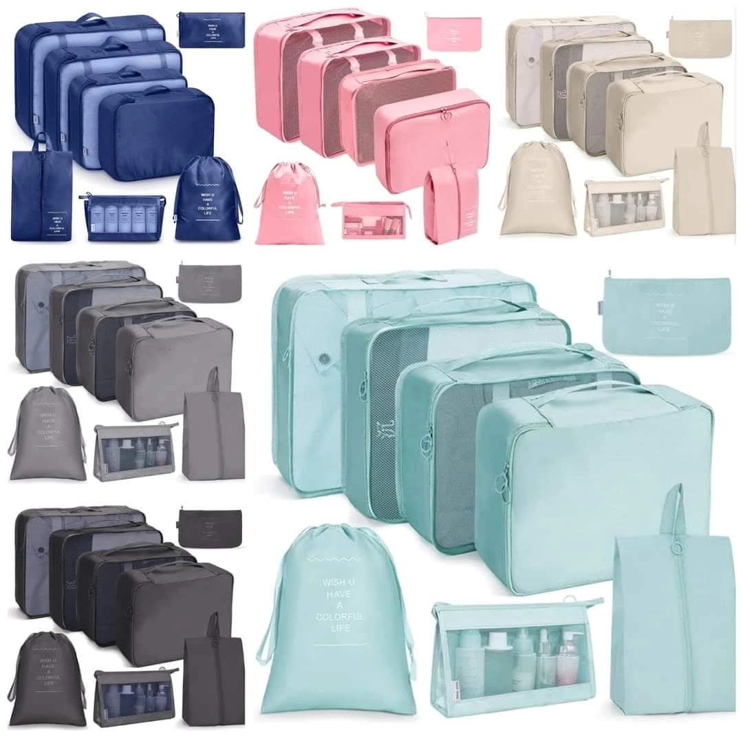 Furaha Finds 8pcs Travel Luggage Organizer Set with Toiletry Bag
