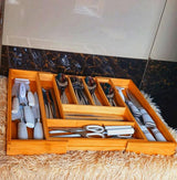 Multifunctional Bamboo Expandable Cutlery Organizer – Adjustable Kitchen Drawer Tray- Furaha Finds Kenya
