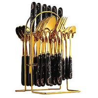 24 Pieces Marble Gold Cutlery Set Luxury Stainless Steel Flatware Kitchen ware Flatware Sets