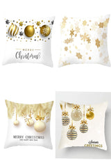 Christmas Themed Linen Throw Pillow Cases – 45cm x 45cm Gold Cushion Covers