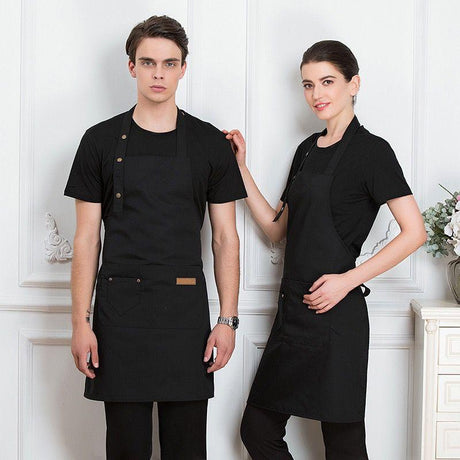 Unisex Apron with Pockets Adjustable Neck Strap, Durable Polyester for Kitchen, Cafe & Salon Use.- Furaha Finds Kenya