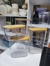 4pcs Set Acrylic Storage Containers 500ml to 2000ml, Airtight with Bamboo Lids.- Furaha Finds Kenya