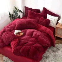6pcs Luxury Velvet Plush Fluffy Duvet Set 6x6 with Fleece Bedsheet and Pillowcases Bedding
