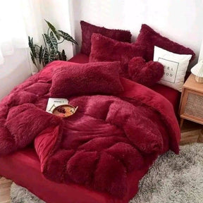 6pcs Luxury Velvet Plush Fluffy Duvet Set 6x6 with Fleece Bedsheet and Pillowcases Bedding