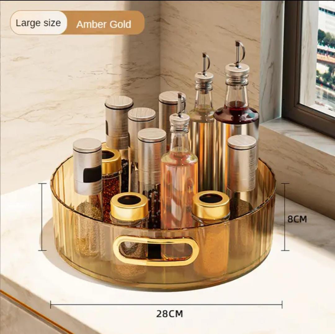 360° Rotating Nordic Organizer Tray – Acrylic Cosmetic, Spice & Display Turntable