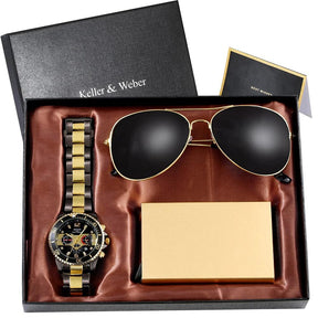 Men Gold Minimalist Luxury Gift Set Quartz Watch Edition Gift box