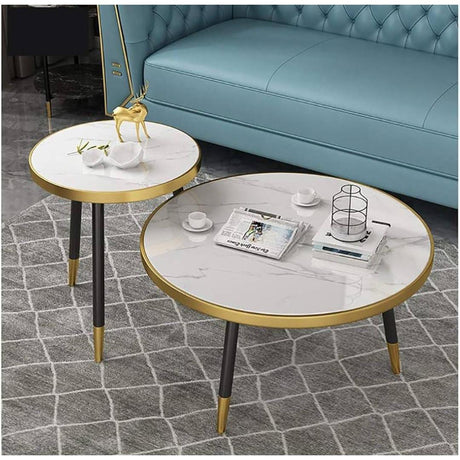 Twin Nesting Tables Modern Grey & White Design Stylish & Space Saving.