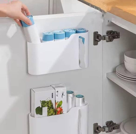 Wall-Mounted Garbage Bag Dispenser – No-Drill Kitchen Storage Organizer