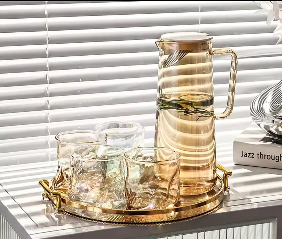 Borosilicate Glass Jar Set  7 Piece Heat Resistant Drinkware Collection