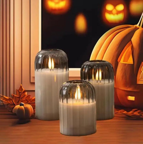 3-Piece Glass LED Decor Candle Set Flameless candle Flameless Candles