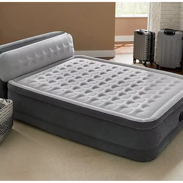 INTEX Dura Beam Queen Airbed with Built In Electric Pump and Supportive Headboard 18 Inch Raised Design,152*236*86cm.- Furaha Finds Kenya