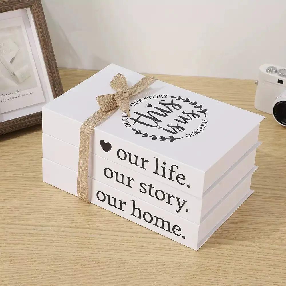 Faux Books Decor Set For Living Rooms Stacked Wooden Accent Home & Garden Decorative Plaques