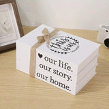 Faux Books Decor Set For Living Rooms Stacked Wooden Accent Home & Garden Decorative Plaques