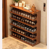 Bamboo Shoe Rack Six Tier Holds 30 To 36 Pairs For Home Home & Garden Shoe Racks