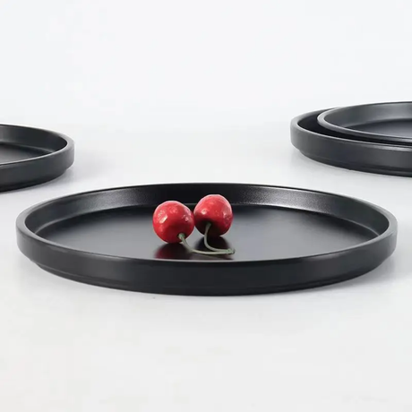 6pcs Black Ceramic Plates – Dishwasher and Microwave Friendly