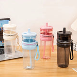 Large Capacity Straw Water Bottle with Rope Strap Straw cups Water Bottles