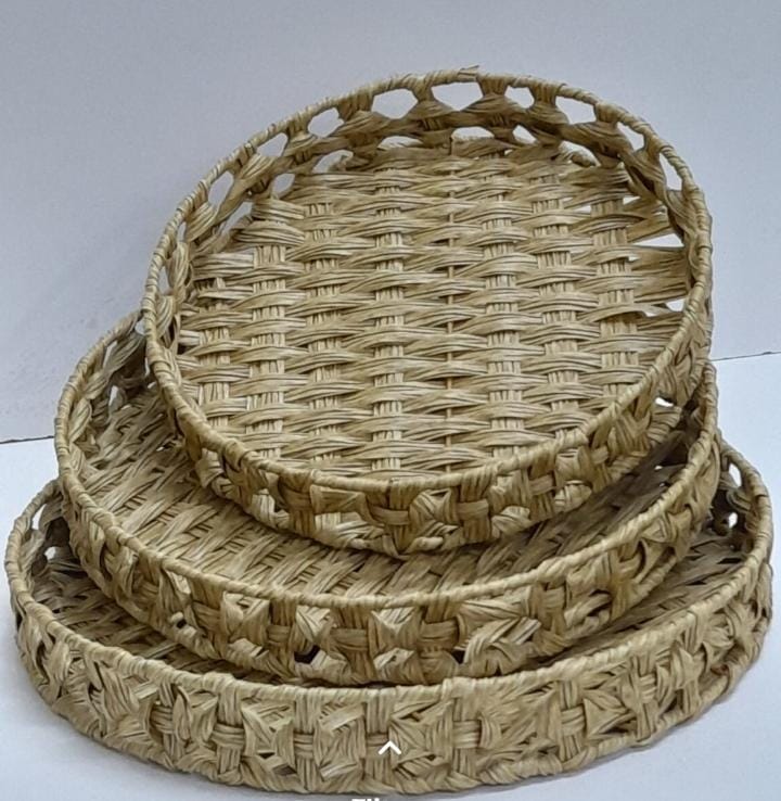 3 in 1 Handmade Rattan Deco Style Trays – Rectangular and Circular Options