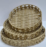 3 in 1 Handmade Rattan Deco Style Trays – Rectangular and Circular Options