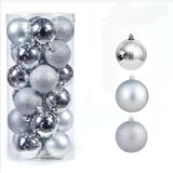 24pcs Christmas Tree Decor Balls Set – Gold, Silver & Red (3cm)