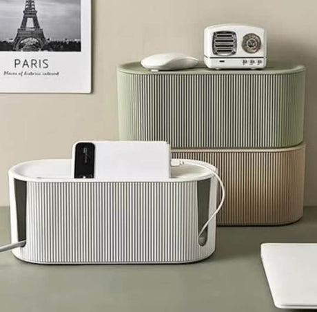 Cable Storage Box Compact Organizer for Power Strips, Chargers, and Cords