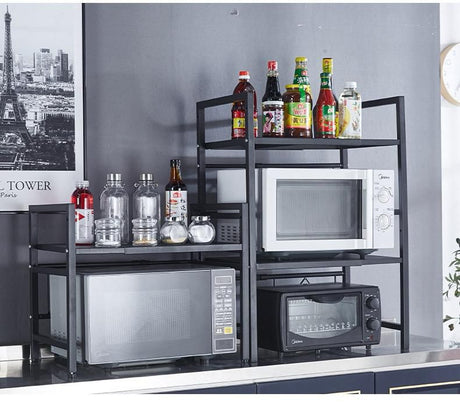 Metallic Microwave Stand for Kitchen Countertop Storage and Organization- Furaha Finds Kenya