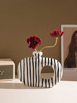 Ceramic Stripped Vase Set – Modern Decorative Design