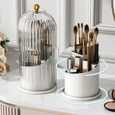 3 Tier Makeup Brush Organizer with Lid & Removable Divider Elegant & Functional Storage- Furaha Finds Kenya