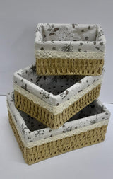 3 in 1 Handwoven Rattan Storage Baskets – Coffee Brown & Beige