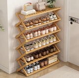 5-Tier Foldable Bamboo Shoe Rack – Multipurpose Storage and Display Stand