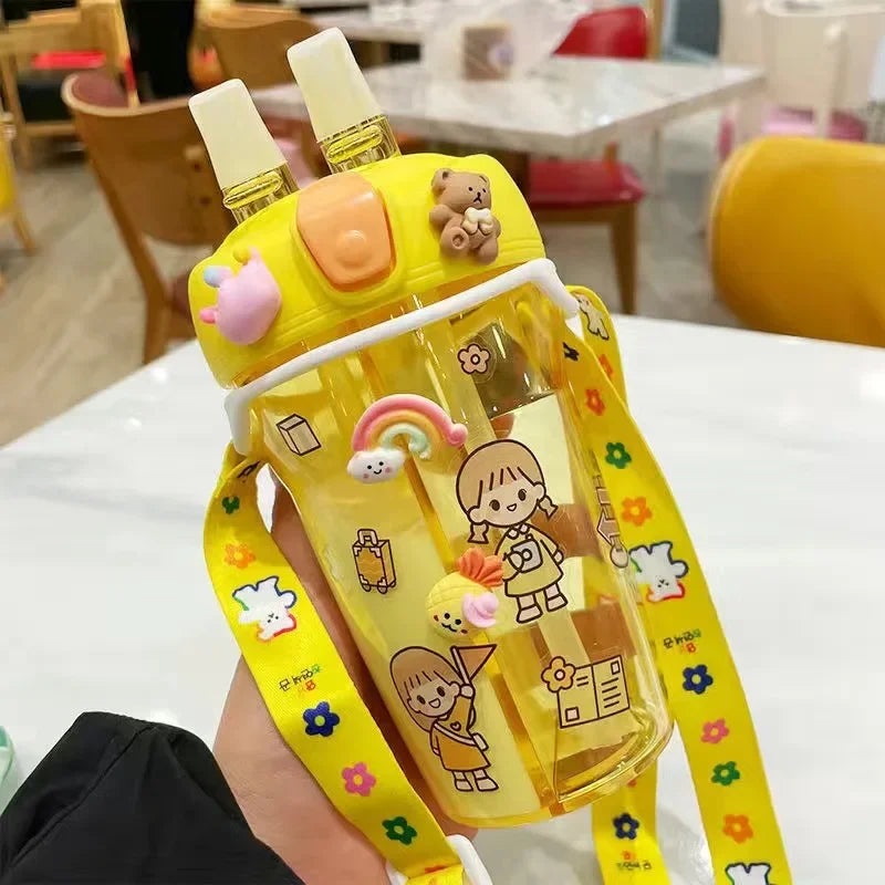 Cartoon Themed Partitioned Water Bottle 430ml