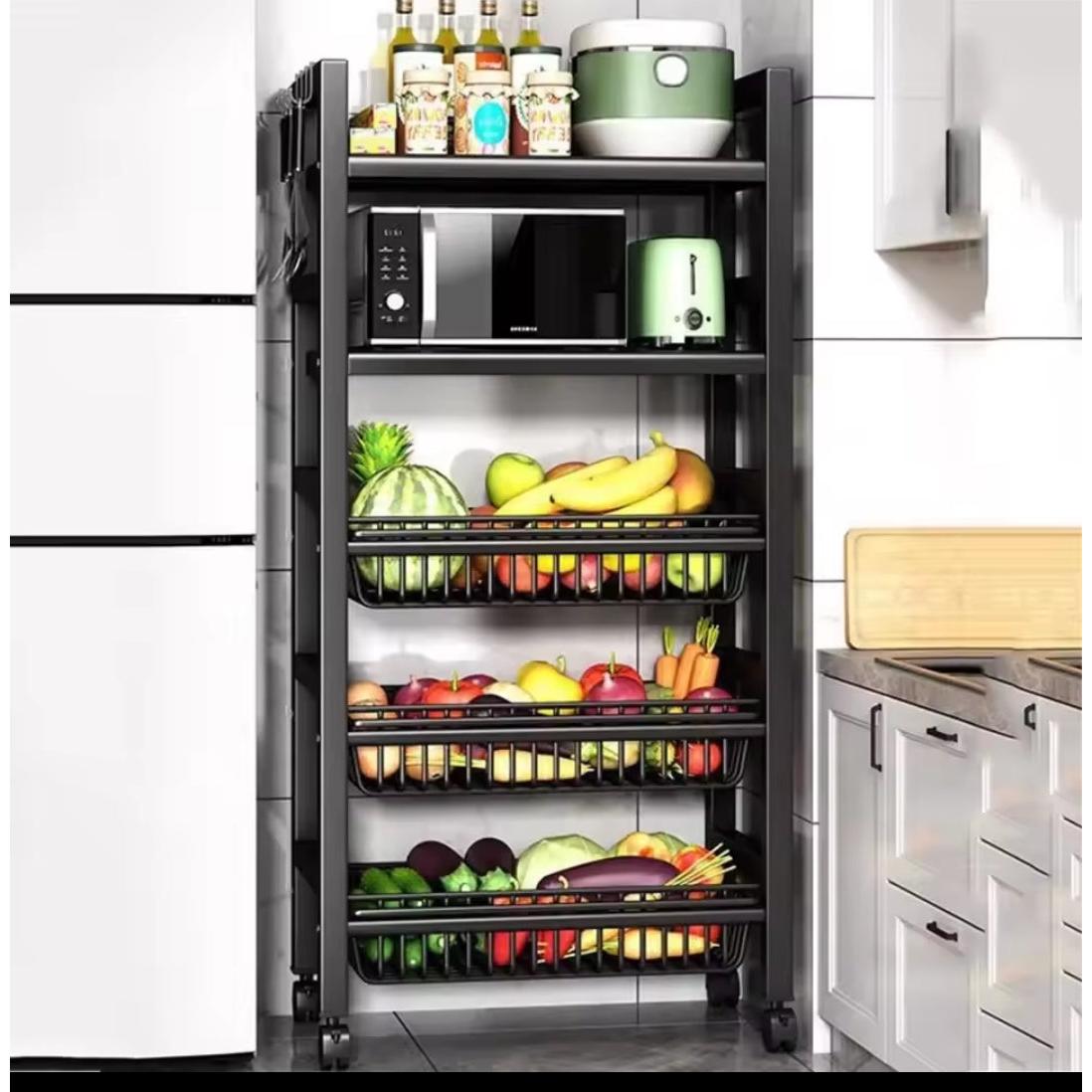 5 Layers Multifunctional Metallic Rack with Vegetable Compartments and Storage Shelves- Furaha Finds Kenya