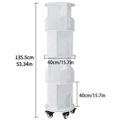 5 Tier 360 Degree Stackable Bookshelf Organizer with Wheels Bookshelf