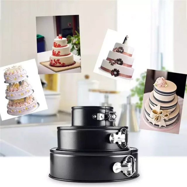 Nonstick Round Cake Mould 3pcs Set with Springform Buckles for Easy Baking and Release- Furaha Finds Kenya