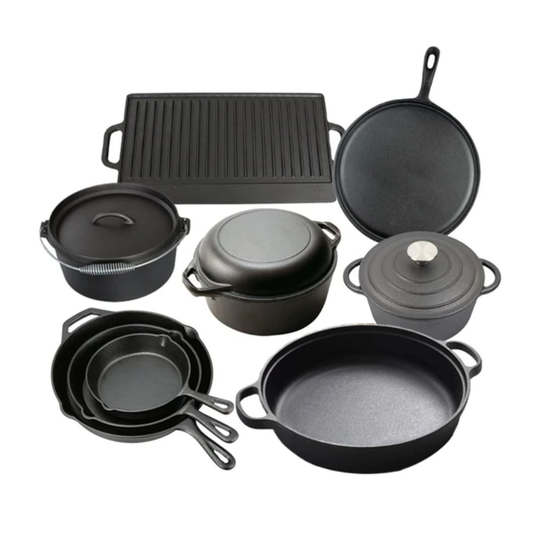 Preseasoned Cast Iron Cook,Bake & Serve Set Heavy Duty 10 Piece Collection- Furaha Finds Kenya