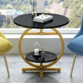 2 Layer Minimalist Marble Effect Side Table Coffee table End Tables