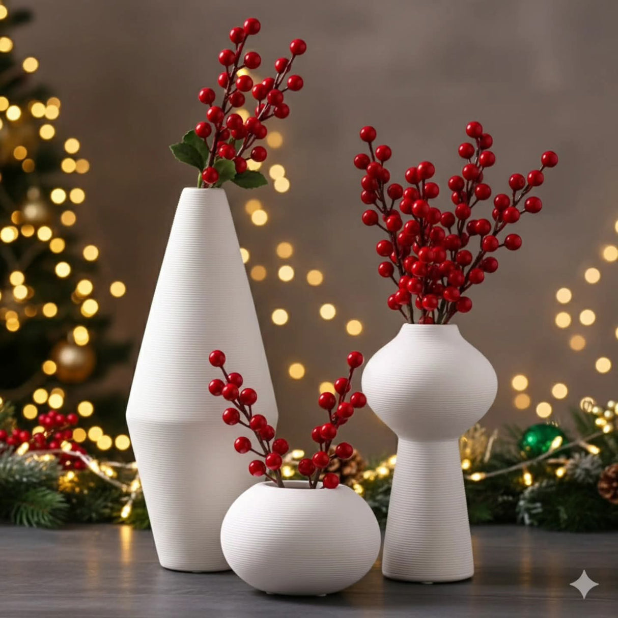 3-Piece Simple Elegant Ceramic Vase Set – Modern Decorative Tabletop Vases
