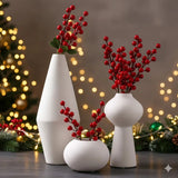 3-Piece Simple Elegant Ceramic Vase Set – Modern Decorative Tabletop Vases