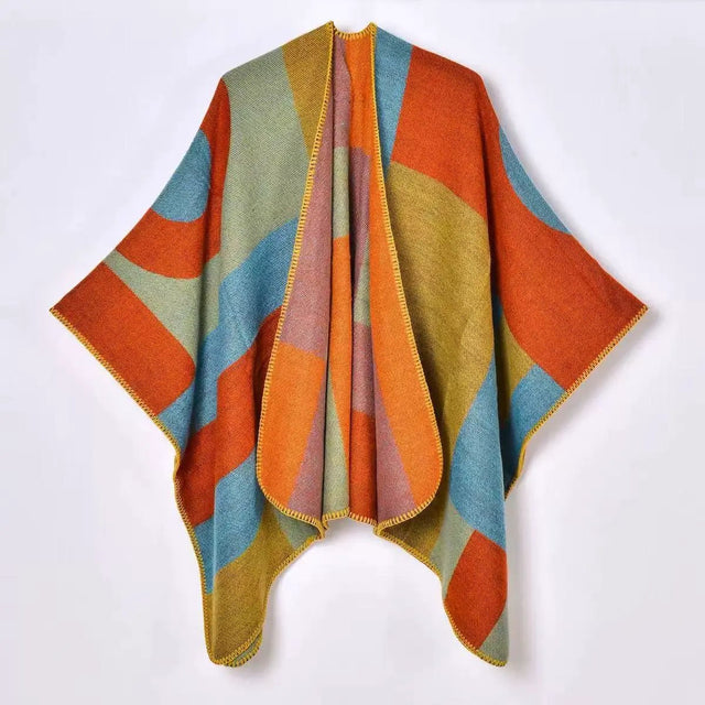 Women's Geometric Wrap Shawl Poncho Ponchos