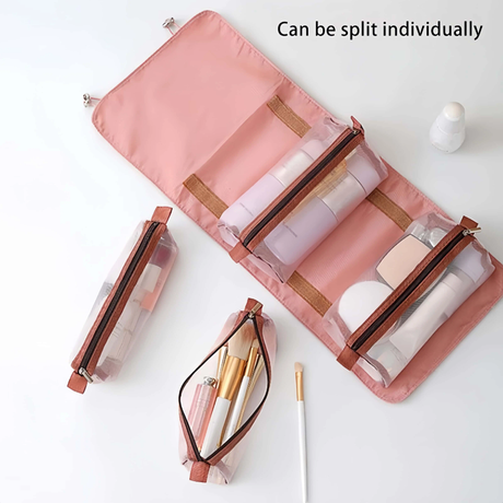 4-in-1 Cosmetic Bag Set with Zipper Closure – Detachable Nylon Mesh Makeup Organizer