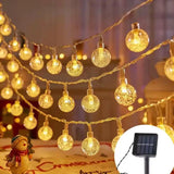 12M Solar Powered Outdoor Ball String Christmas Lights